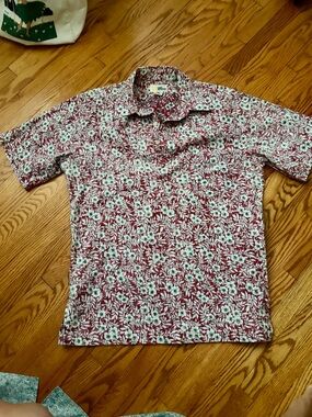 reyn spooner Men's Short-Sleeve Floral Shirt - Burgundy & White